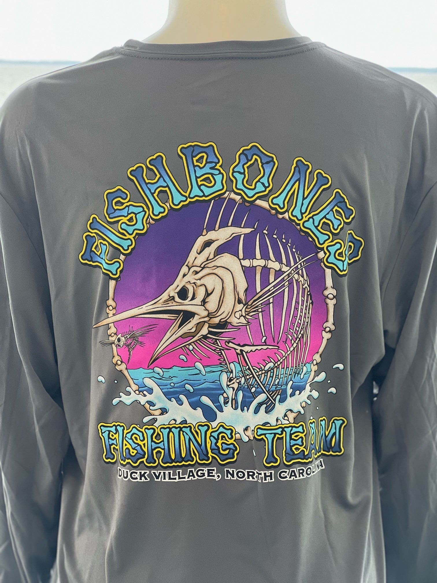 Marlin Bad To The Bone Marlin Fish Skeleton Long Sleeve T-Shirt